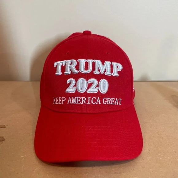 Trump 2020 MAGA Red Embroidered Hat Flag Size One Size Mens Republican Political - Picture 2 of 9